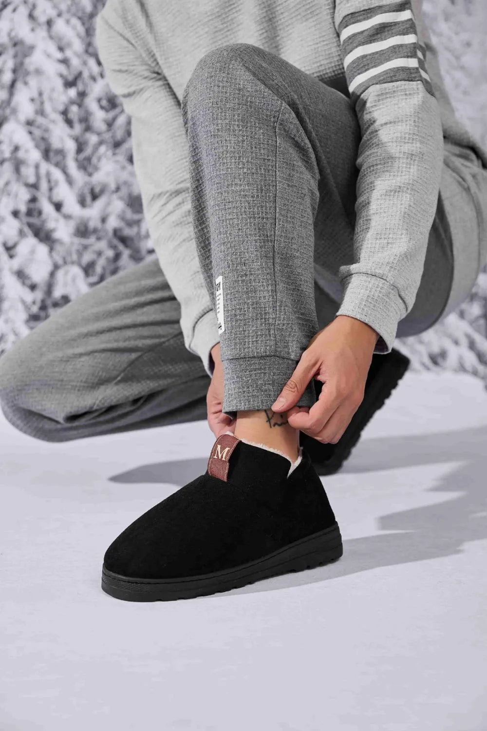 Letter M Suede Round Toe Slippers - Lilixa.store