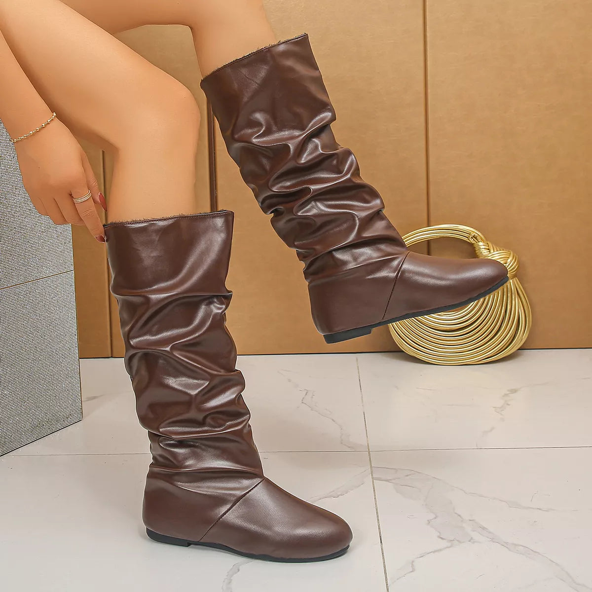 Slouchy Mid-Calf Boots - Lilixa.store