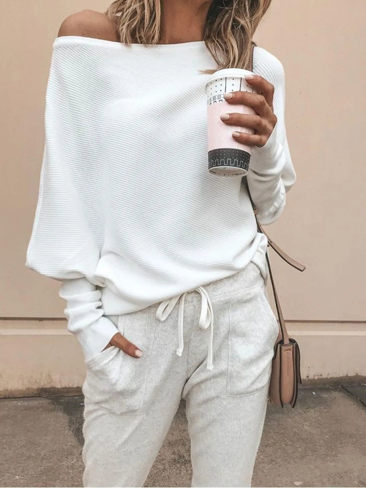Full Size One-Shoulder Ribbed Sweater Plus Size - Lilixa.store