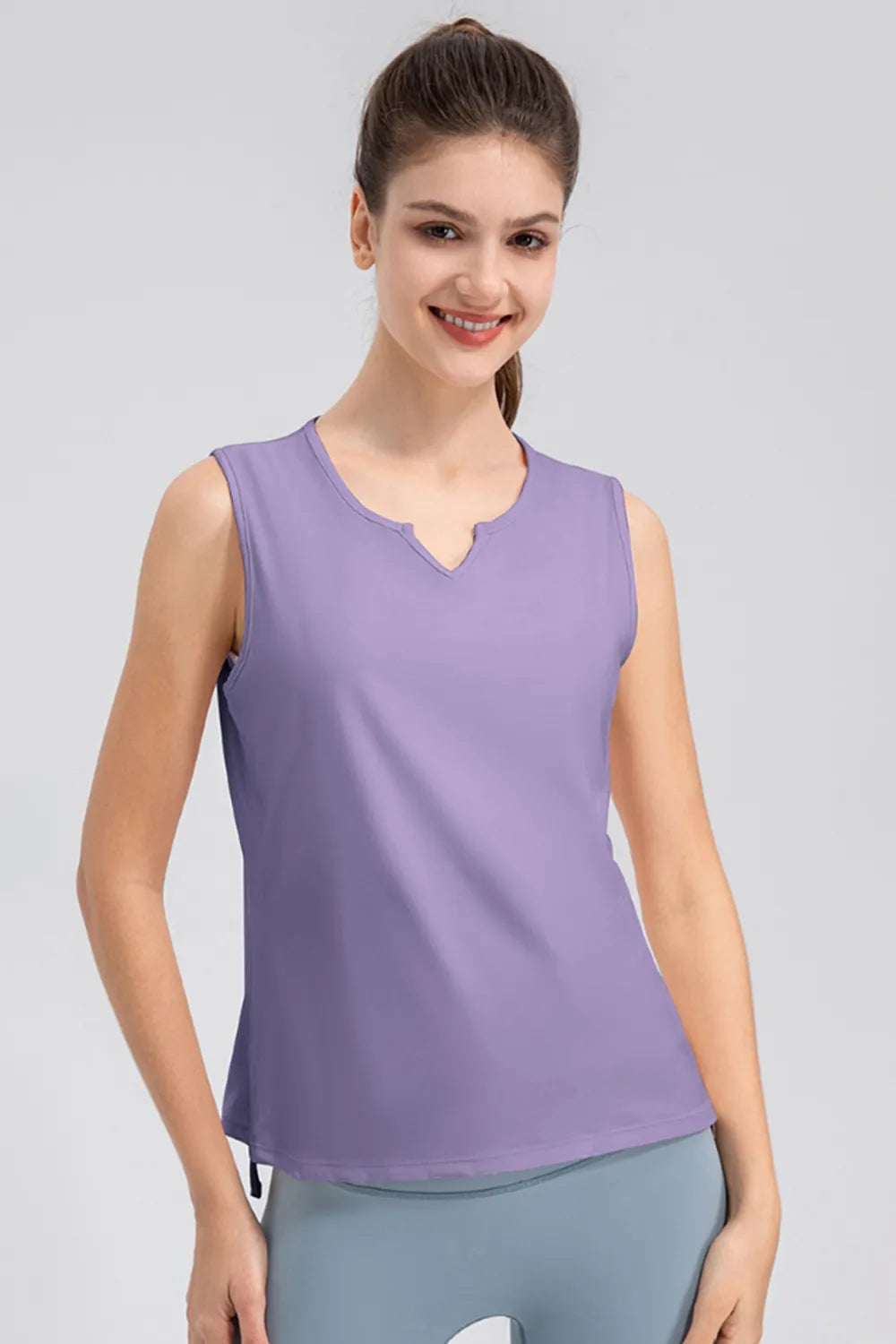 Notched Wide Strap Active Tank - Lilixa.store