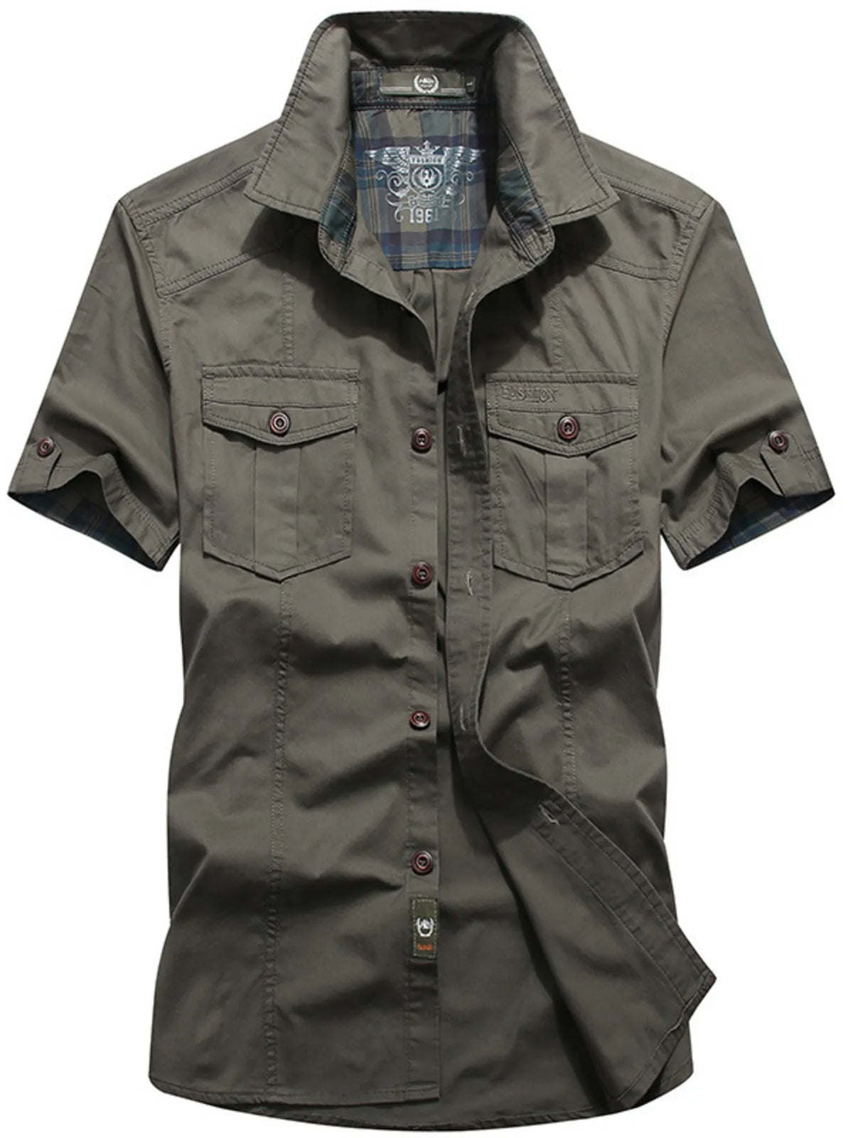 Men's Plus Size Casual Short Sleeve Cargo Shirt - Lilixa.store