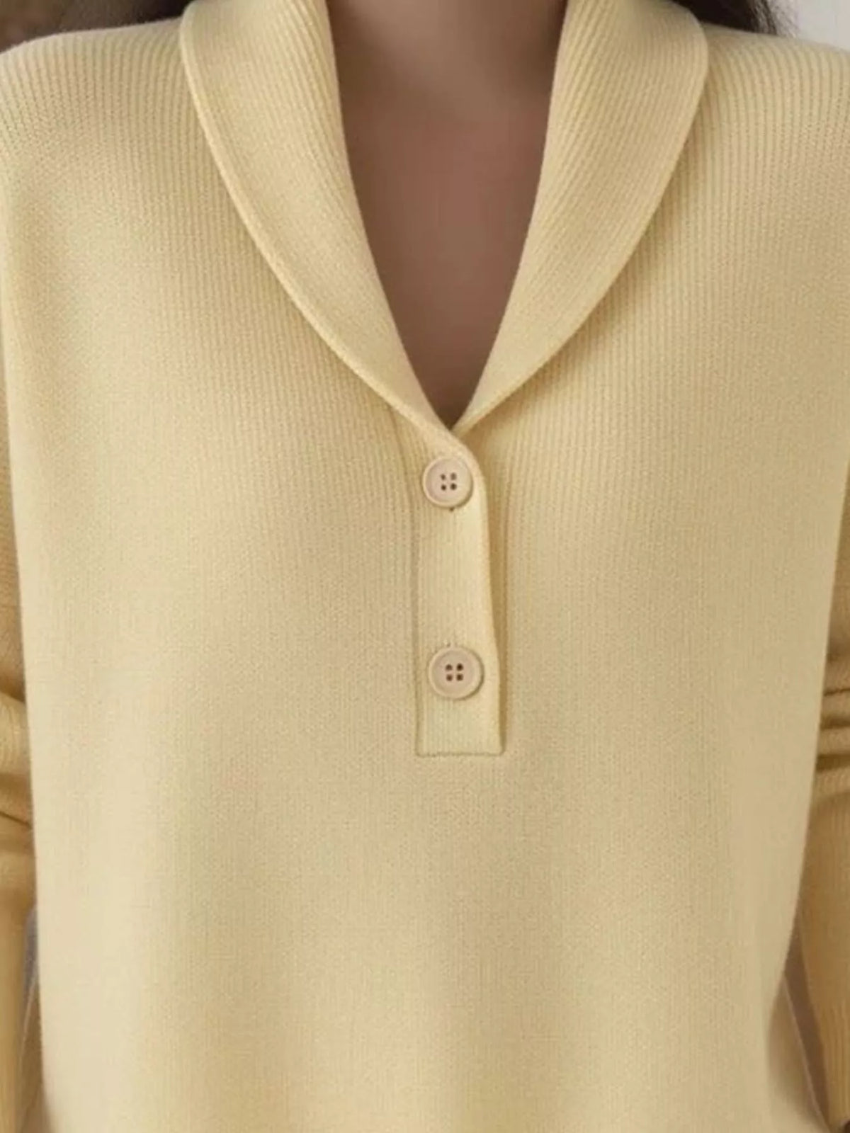 Shawl Collar Button Detail Sweater, view 2