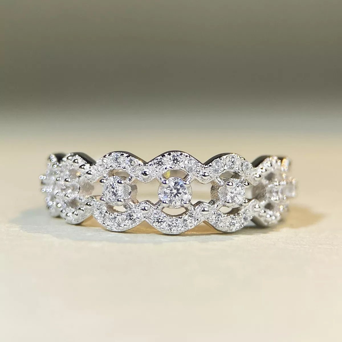 925 Sterling Silver Zircon Band Ring, view 6