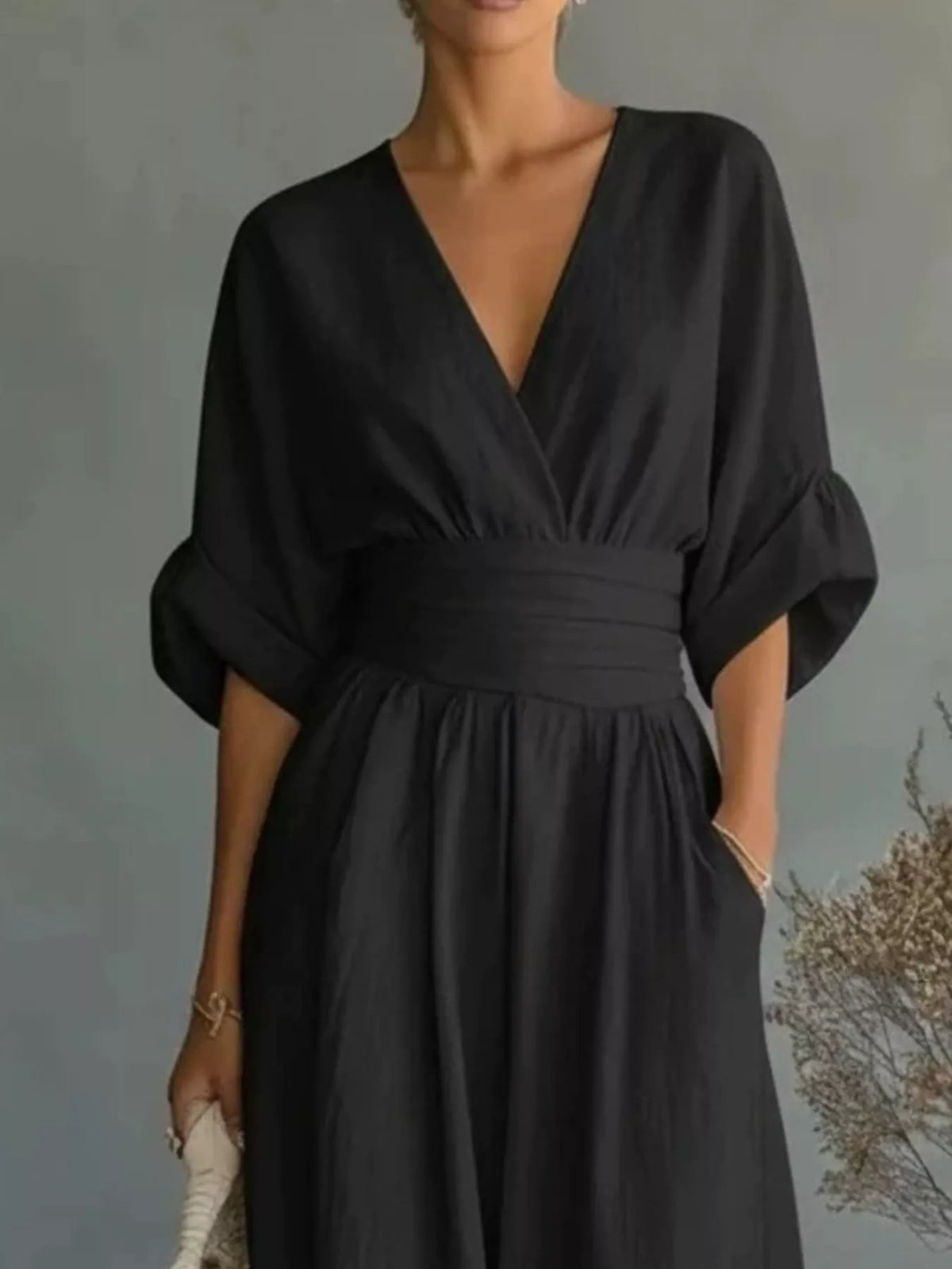 Full Size Half Sleeve Wide-Leg Jumpsuit Plus Size - Lilixa.store
