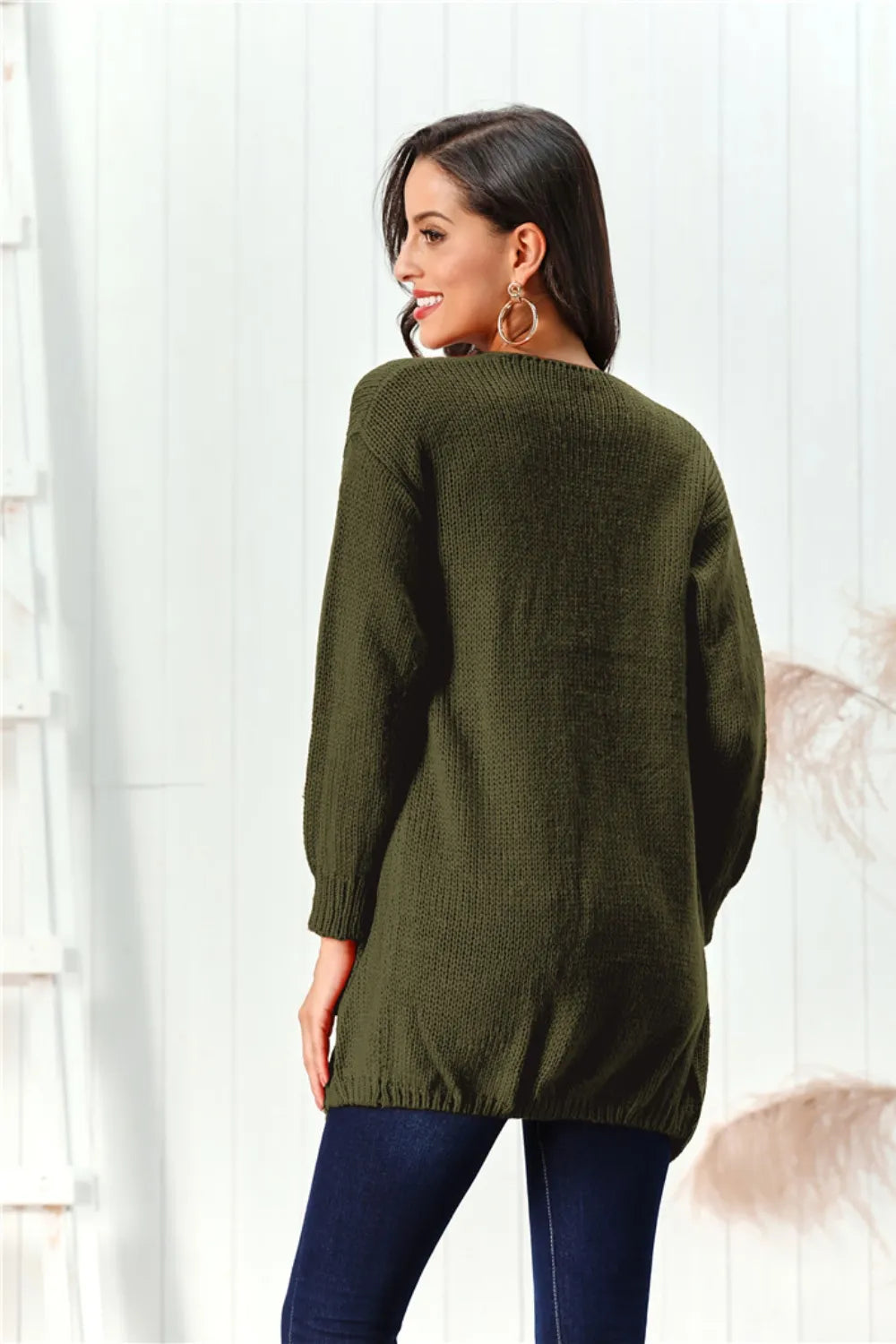 Open Front Long Sleeve Cardigan - Lilixa.store