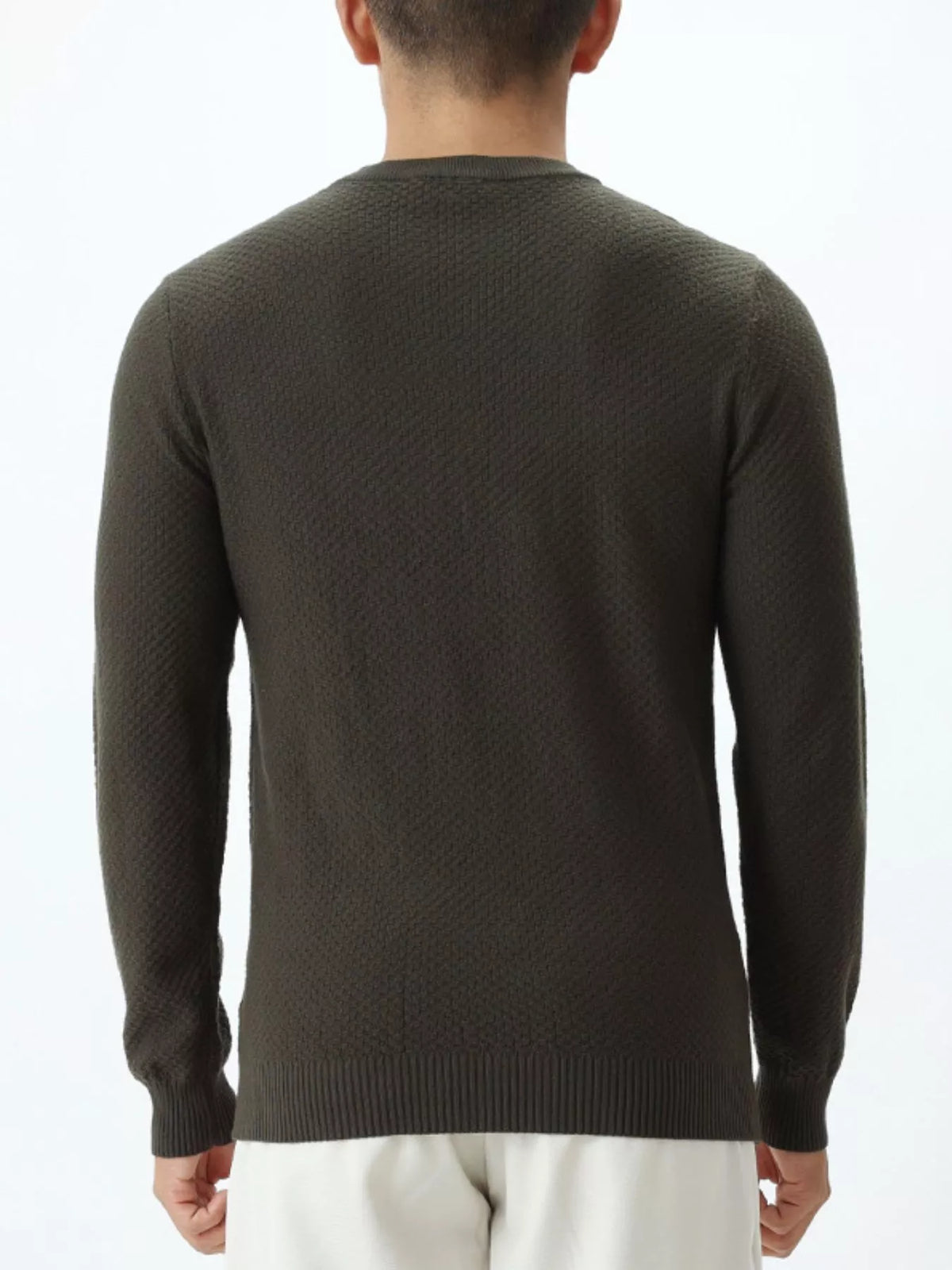 Men's Plus Size Textured Crew Neck Sweater - Lilixa.store