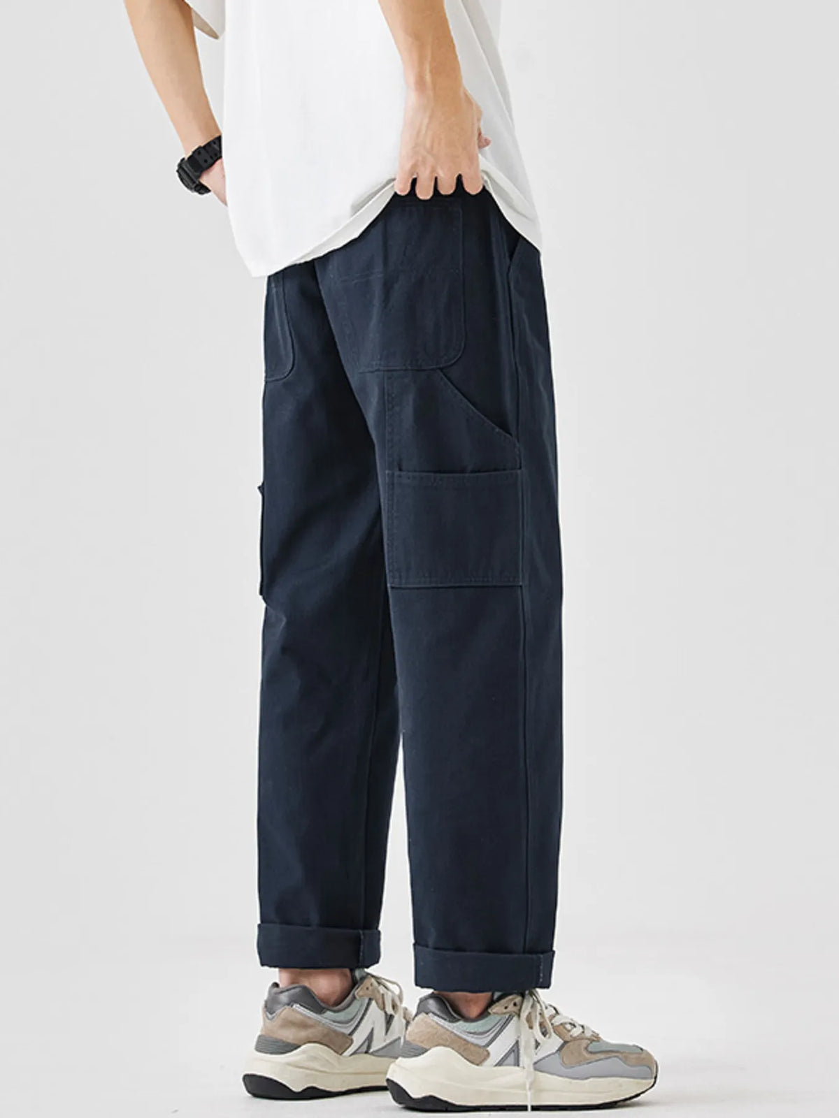 Men's Plus Size Drawstring Wide Leg Pants, view 4