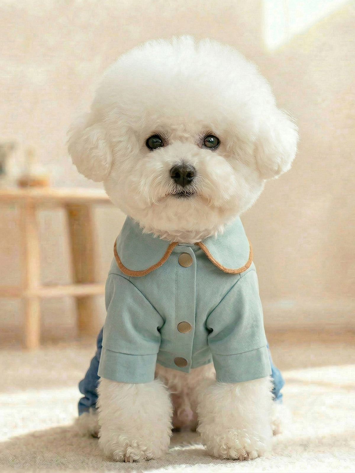 Denim Pet Jumpsuits with Bowknot