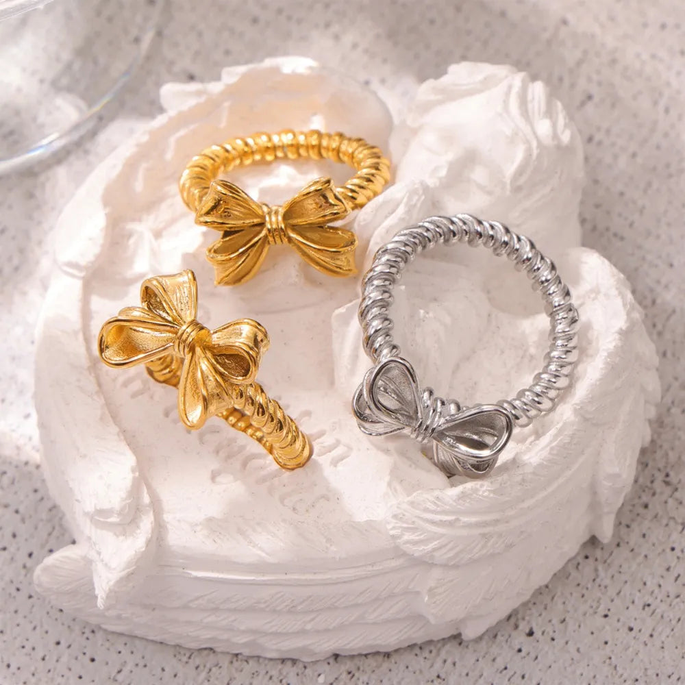 Twisted Titanium Steel Bow Ring - Lilixa.store