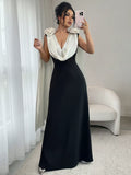 Floral Applique Two Tone Maxi Dress - Lilixa.store