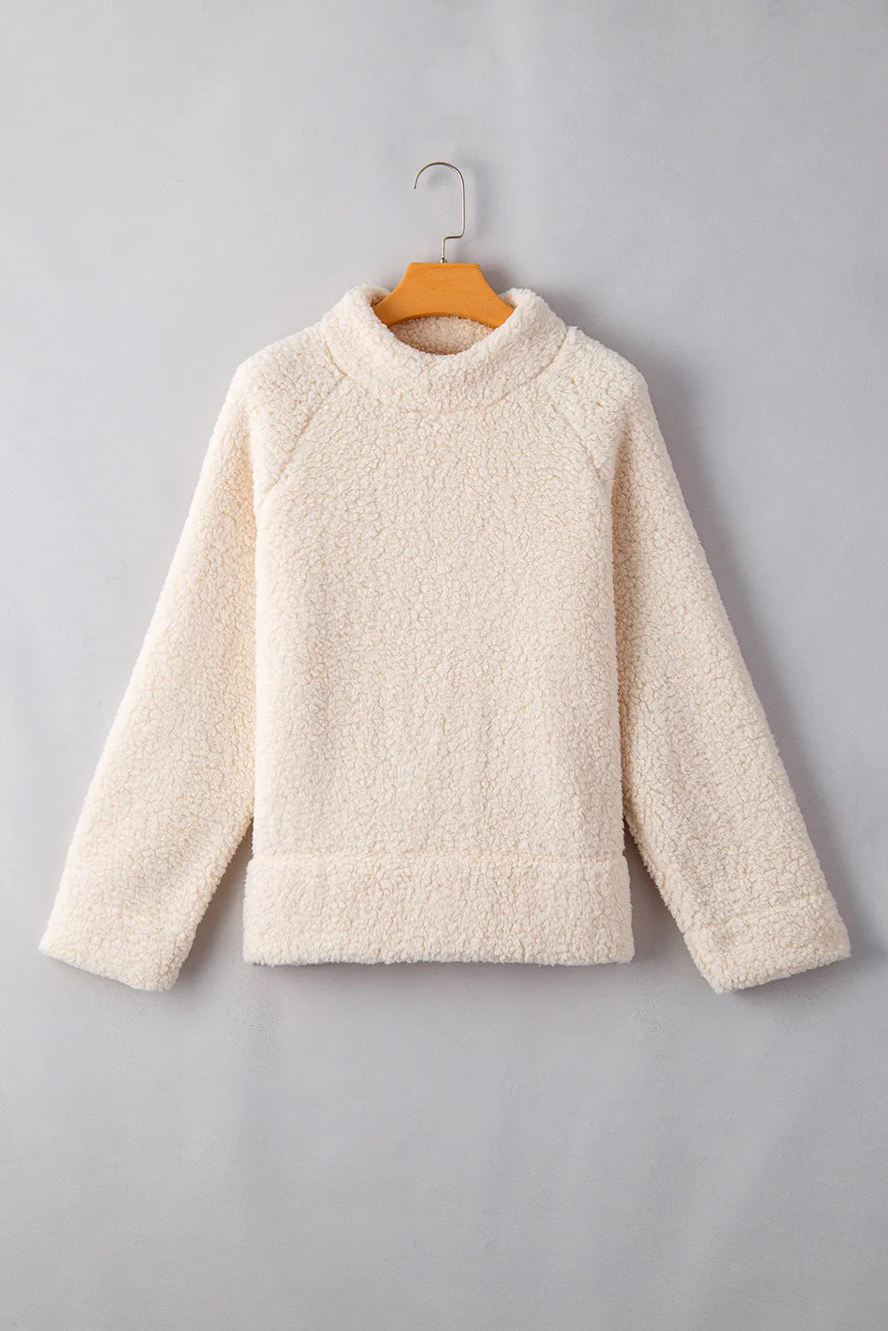 Turtleneck Long Sleeve Slit Fleece Sweatshirt - Lilixa.store