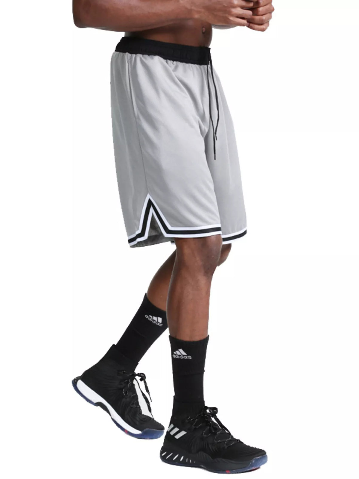 Men's Plus Size Drawstring Breathable Quick-Dry Athletic Active Shorts in Grey