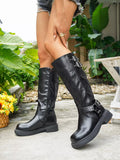 Round Toe Block Heels Boots in Black, view 4
