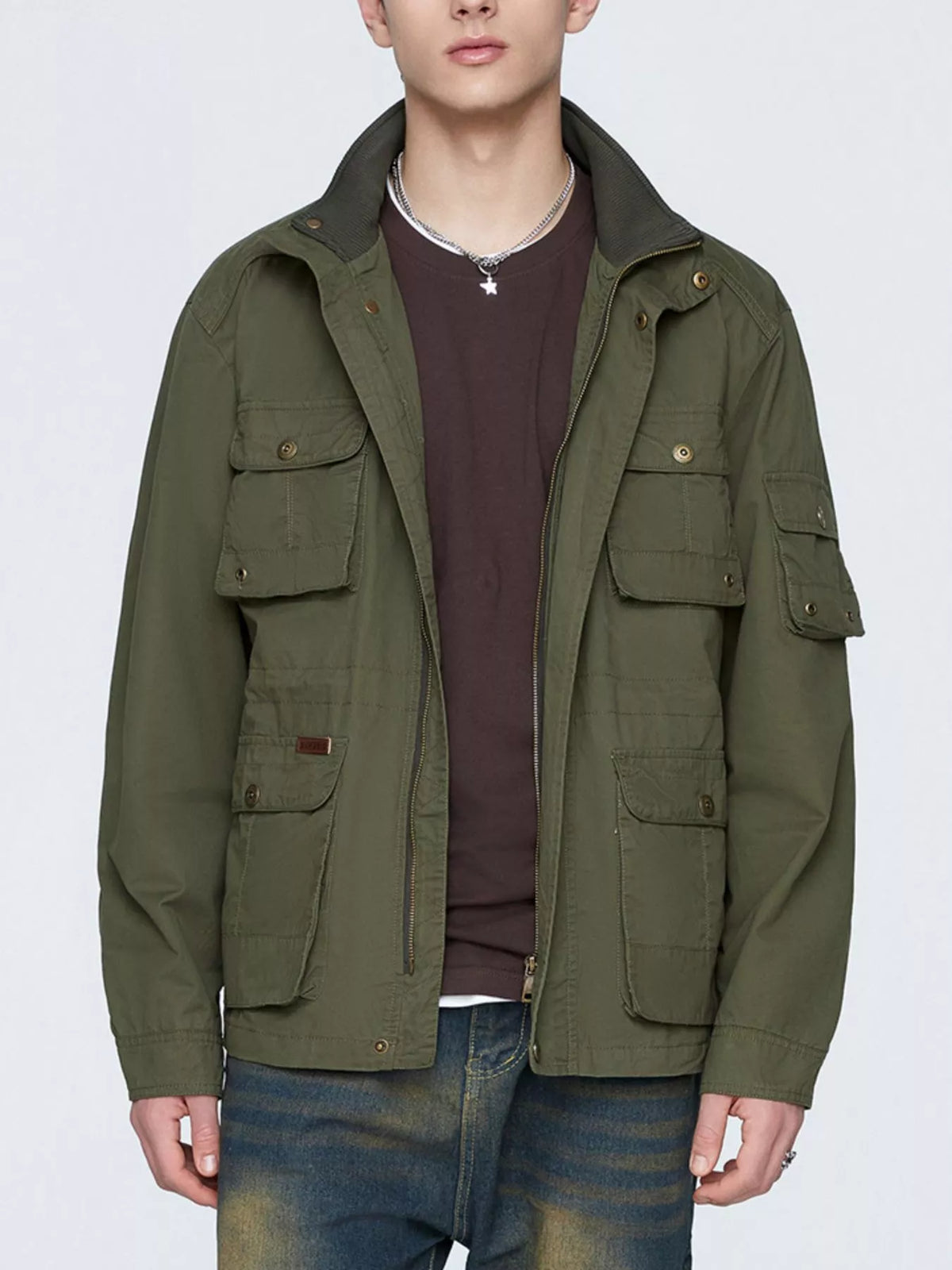 Men's Plus Size Multi-Pocket Zip Up Jacket - Lilixa.store