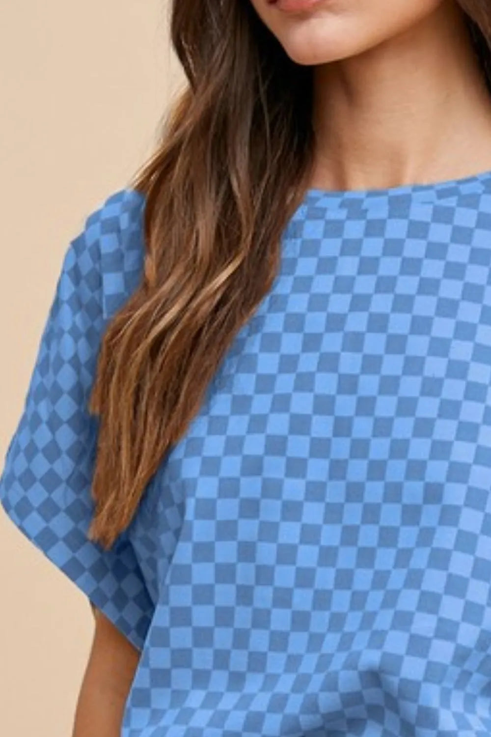 Annie Wear Checkered Round Neck Short Sleeve T-Shirt - Lilixa.store