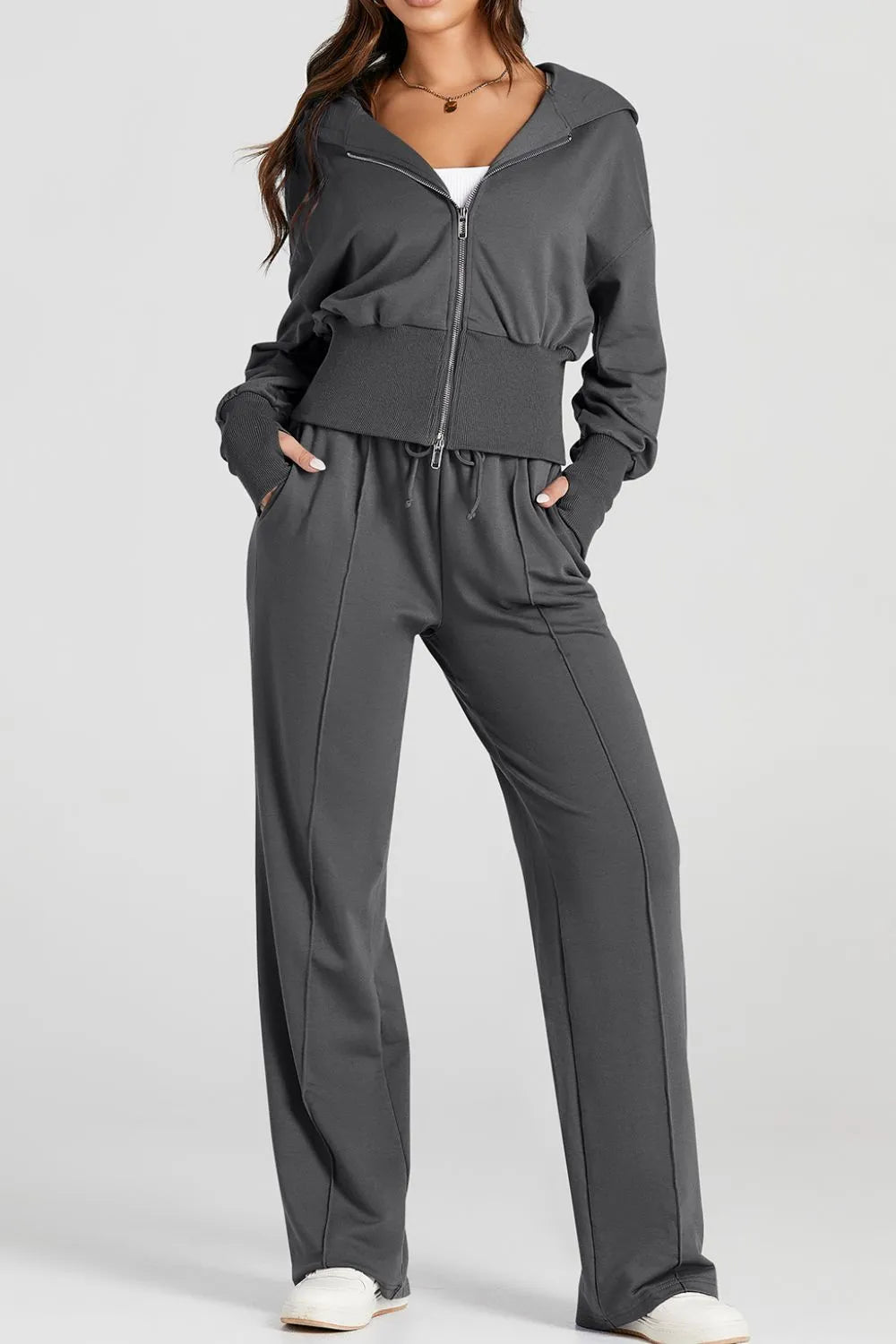 Zip-Up Hoodie and Pants Active Set - Lilixa.store