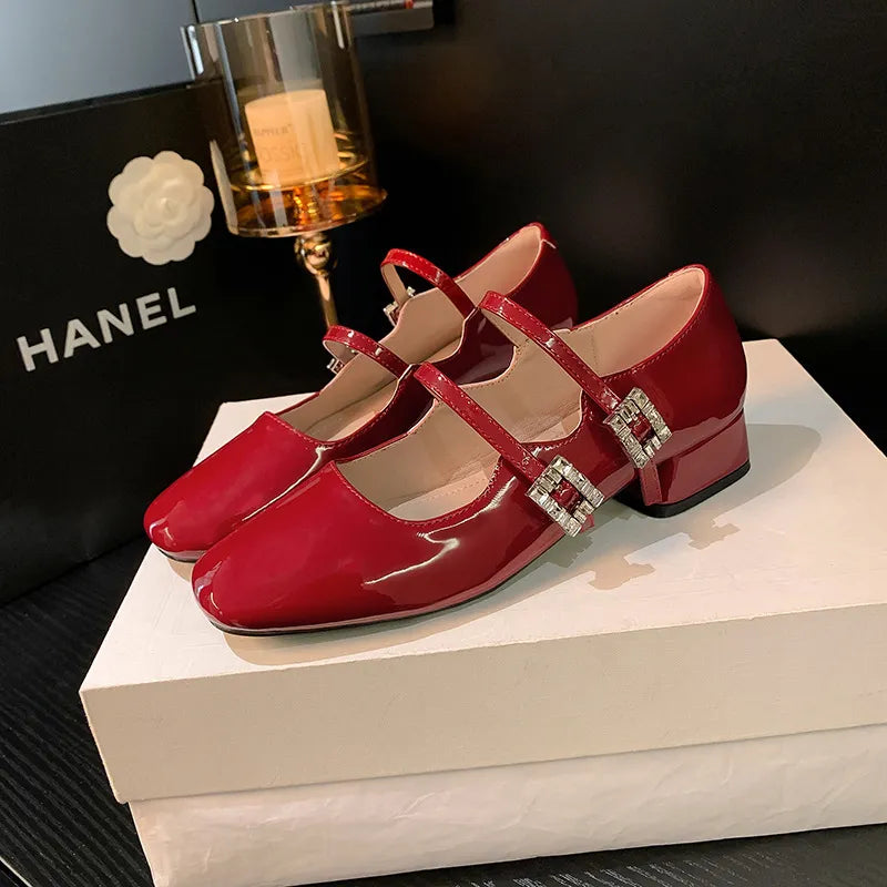 Block Heel Buckle Mary Jane Shoes - Lilixa.store
