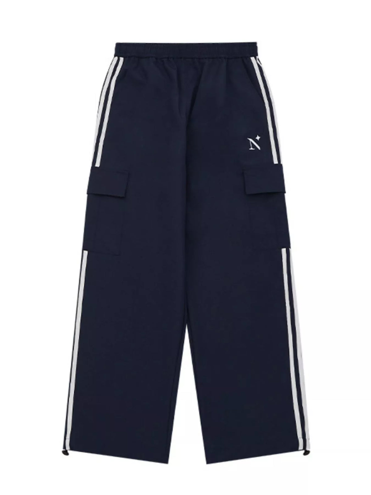 Men's Side Striped Wide Leg Cargo Pants in Royal Blue