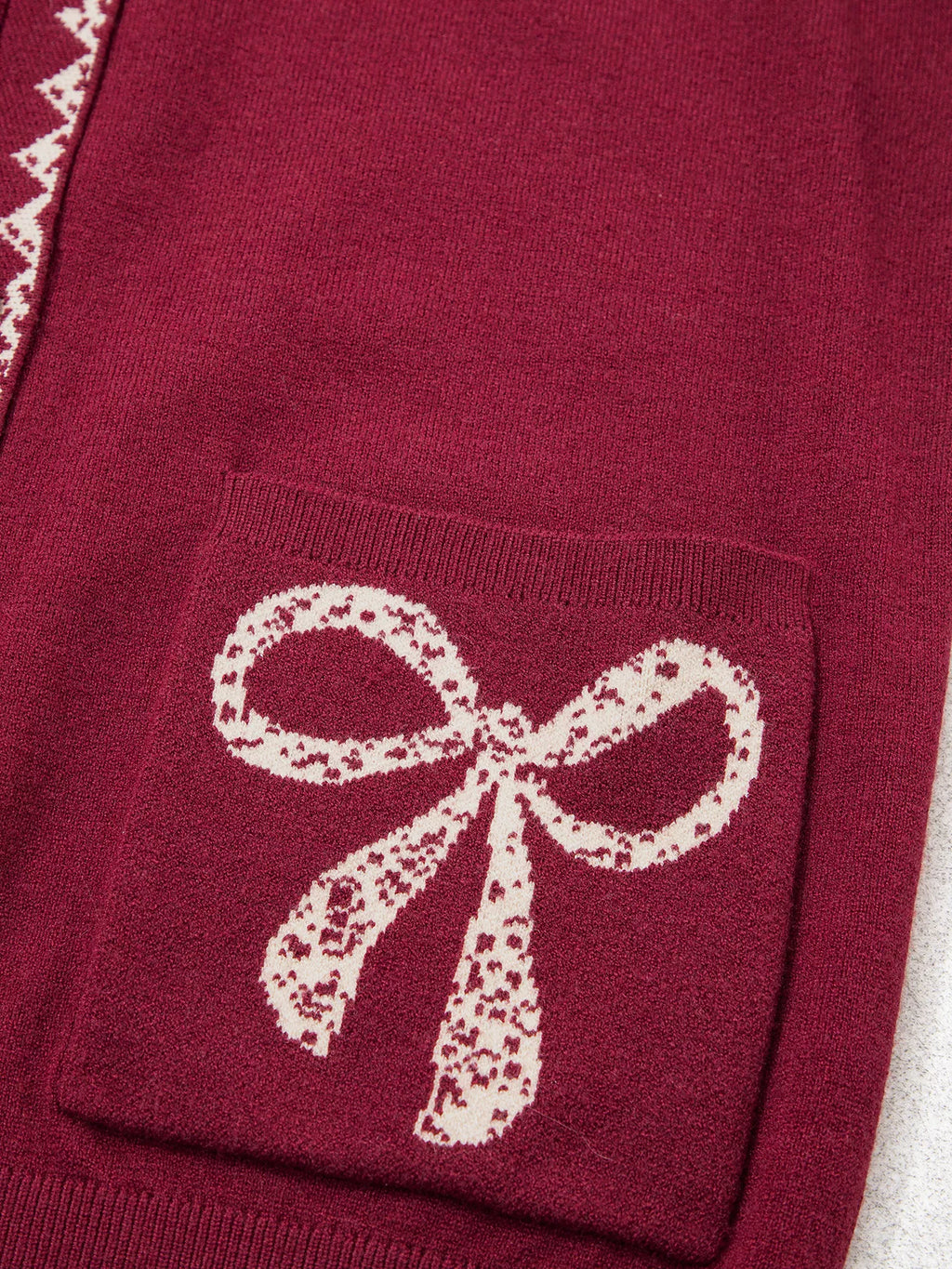 Bow Pocket Collar Long Sleeve Knit Cardigan - Lilixa.store