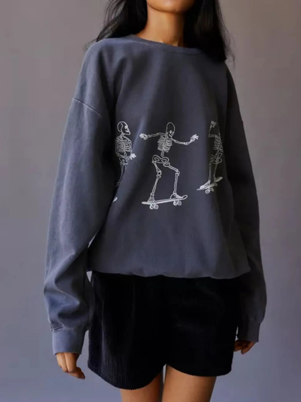 Skeleton Graphic Oversized Sweatshirt - Lilixa.store