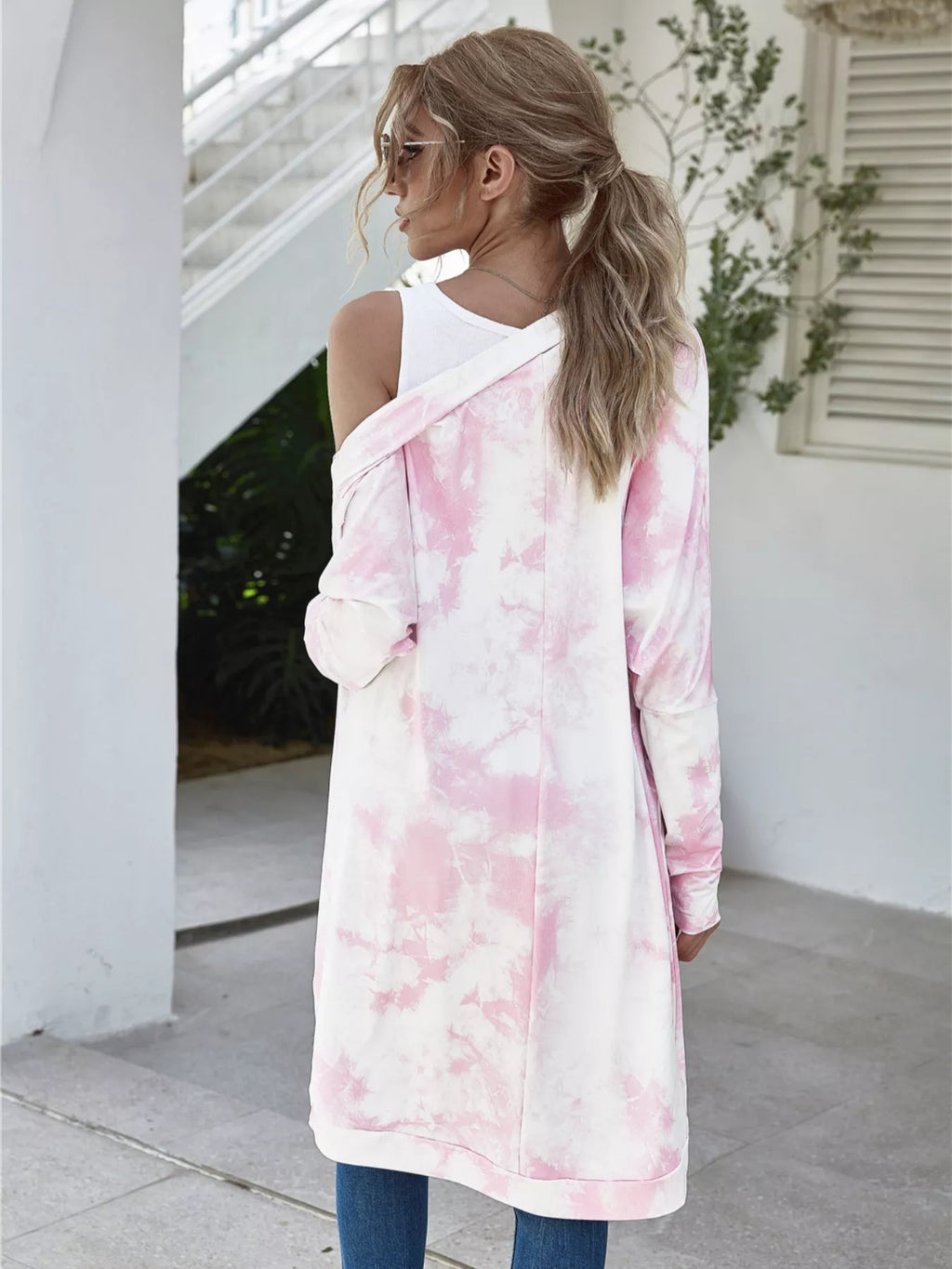 Tie-Dye Oversized Open Front Cardigan - Lilixa.store