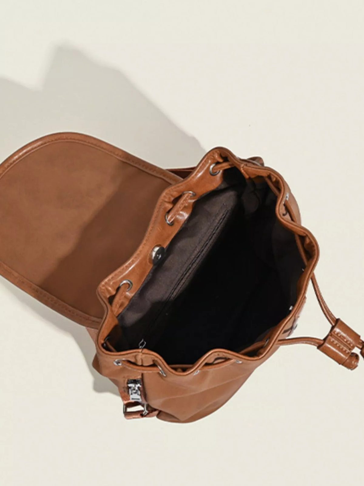 Drawstring Closure Flap Backpack Bag - Lilixa.store