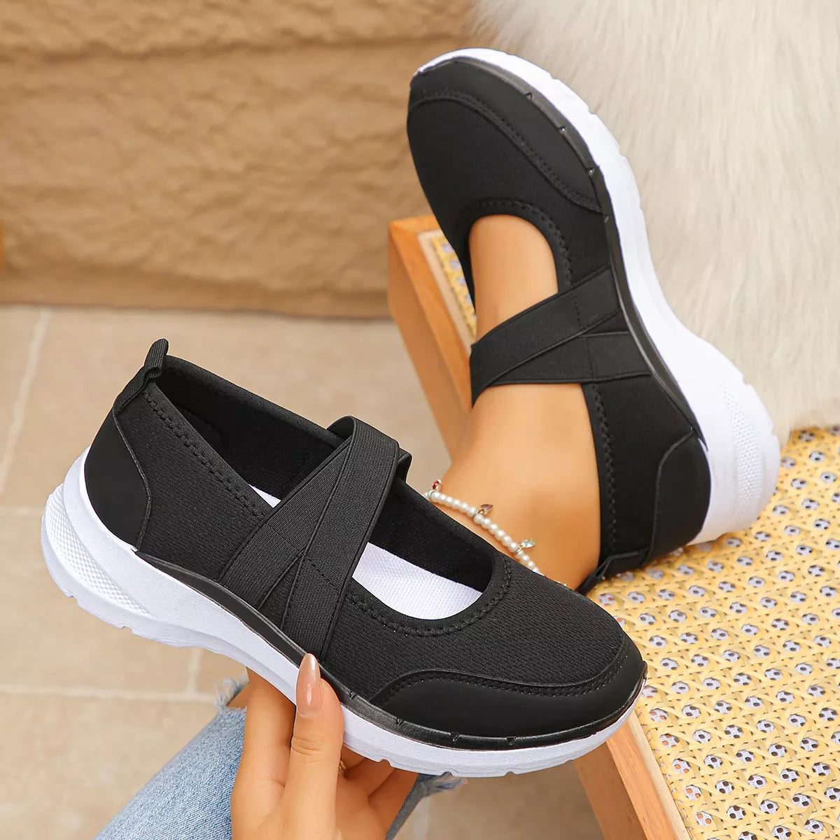 Comfortable Slip-Ons with Elastic Straps - Lilixa.store