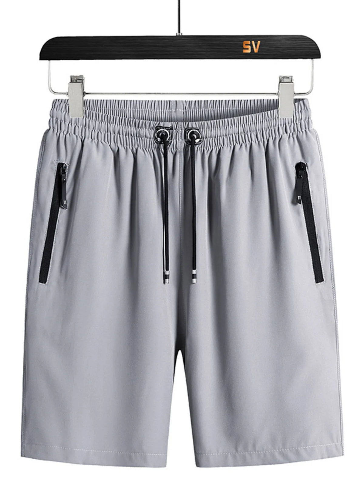 Men's Plus Size Casual Zipper Pocket Shorts in Grey