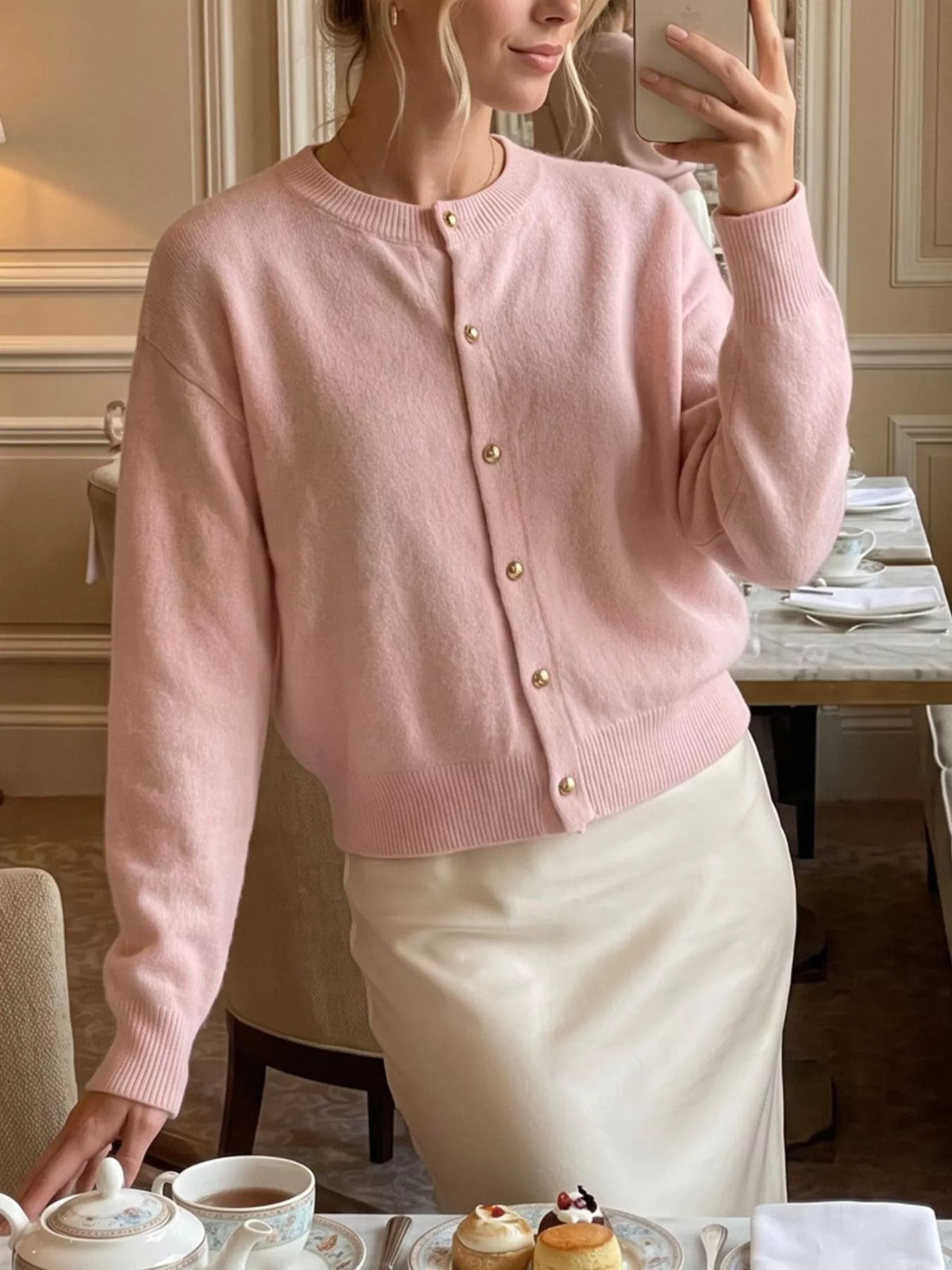 Classic Button-Down Knit Cardigan, view 9