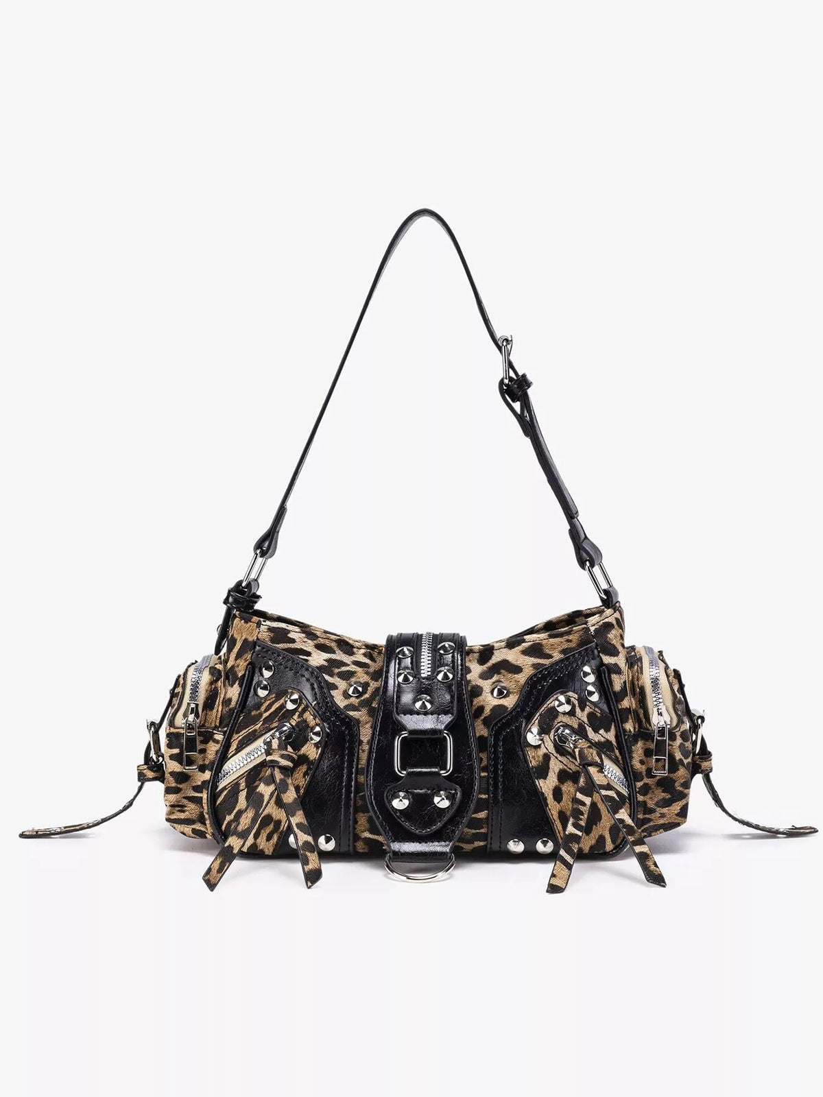 Leopard Print Buckle Shoulder Bag