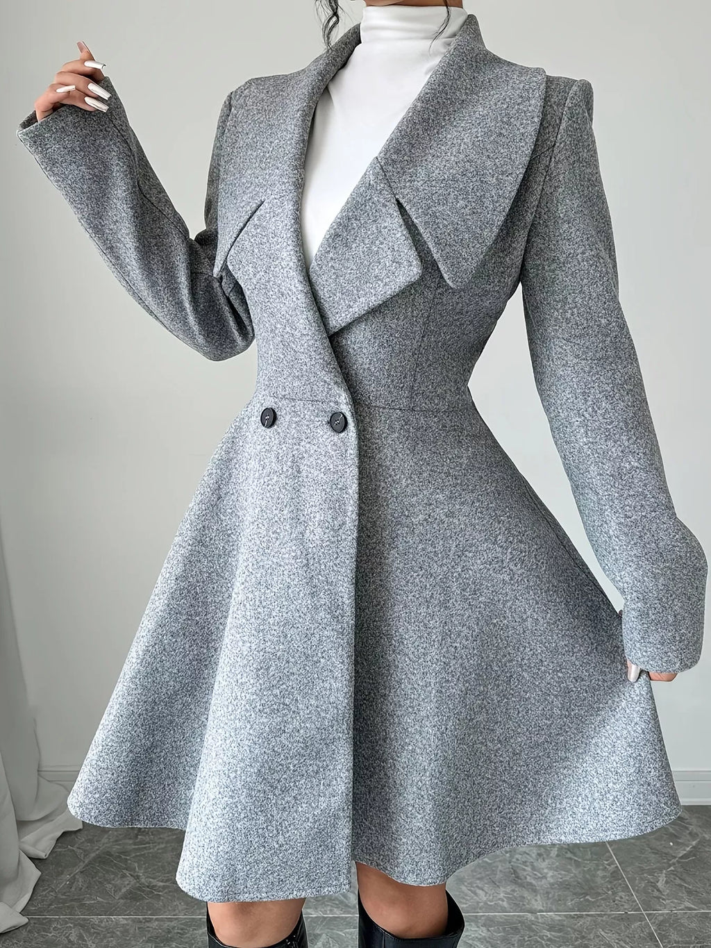 Double-Breasted Long Sleeve Outerwear - Lilixa.store