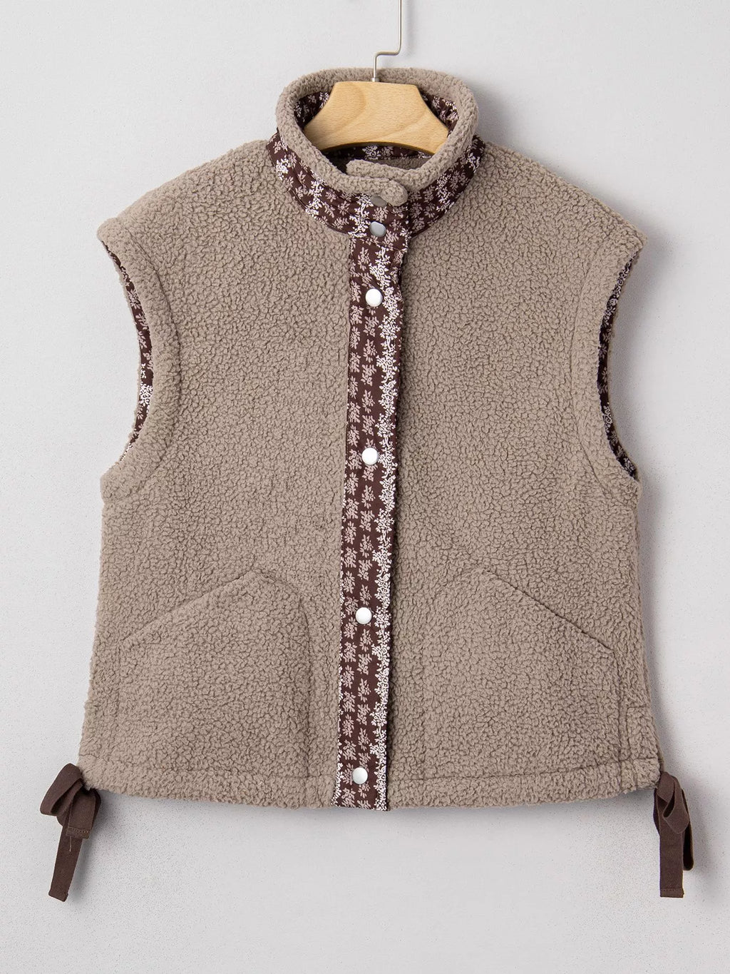Side Bows Sherpa Fleece Vest - Lilixa.store