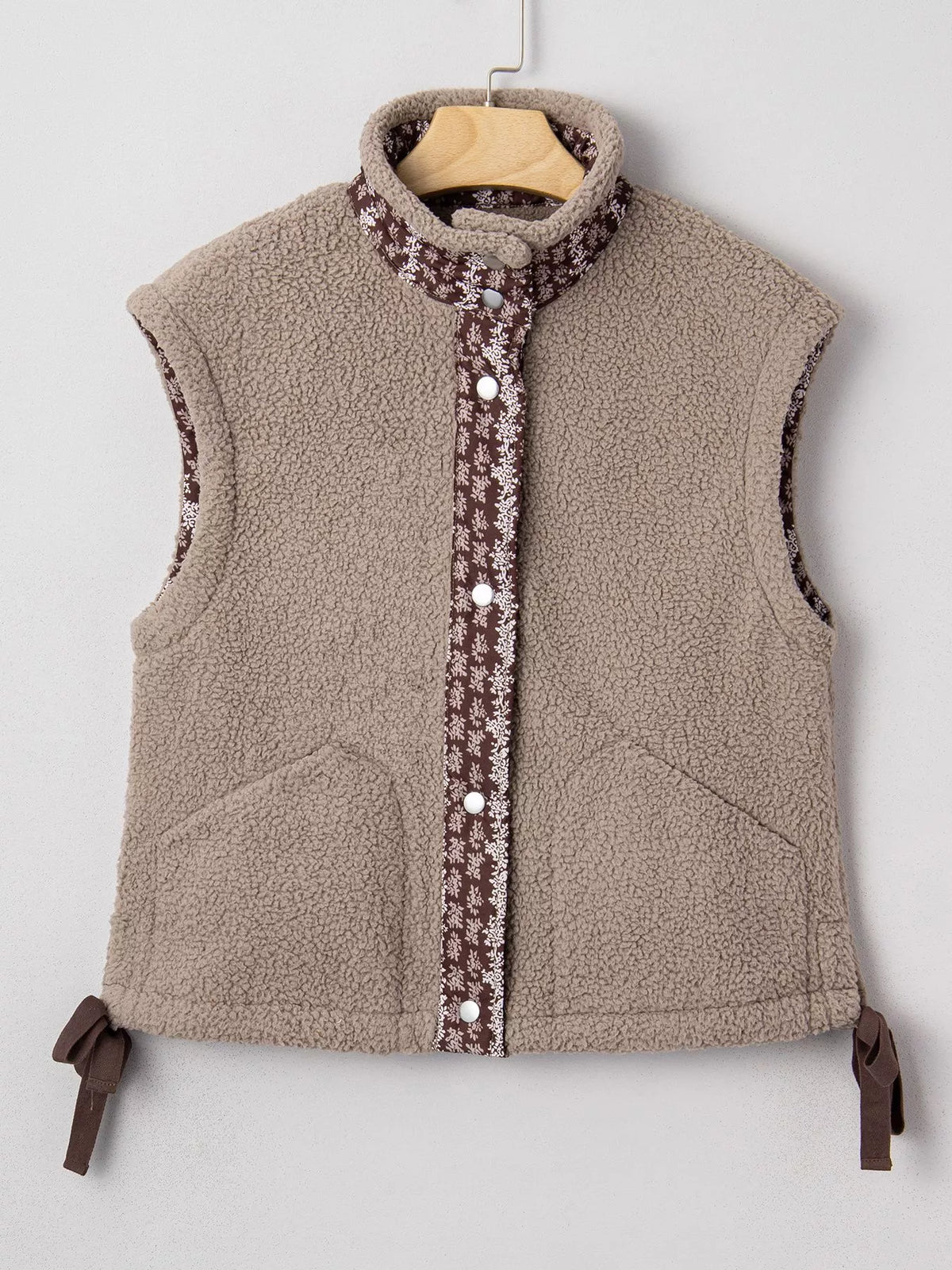 Side Bows Sherpa Fleece Vest - Lilixa.store