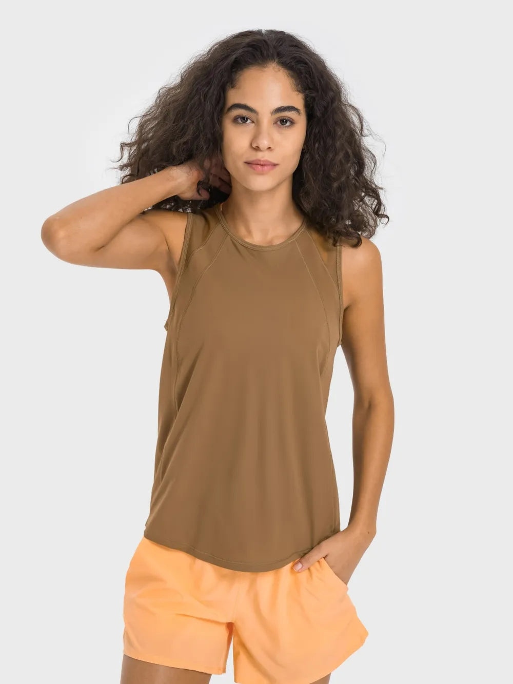 Millennia Cutout Back Round Neck Active Tank - Lilixa.store