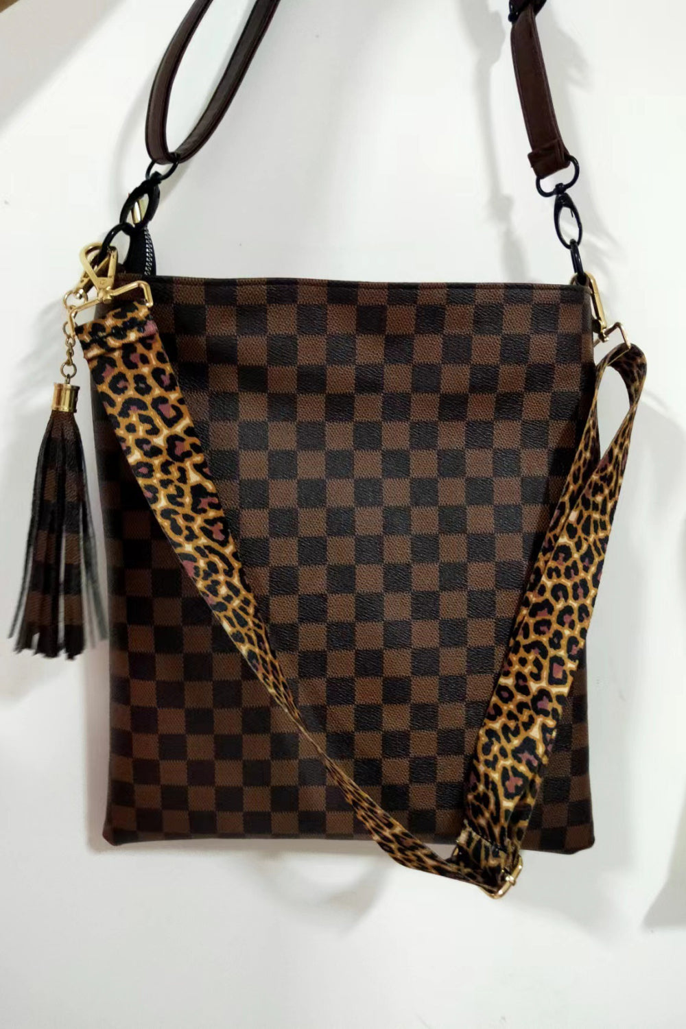 Adored PU Leather Shoulder Bag with Tassel in Chocolate
