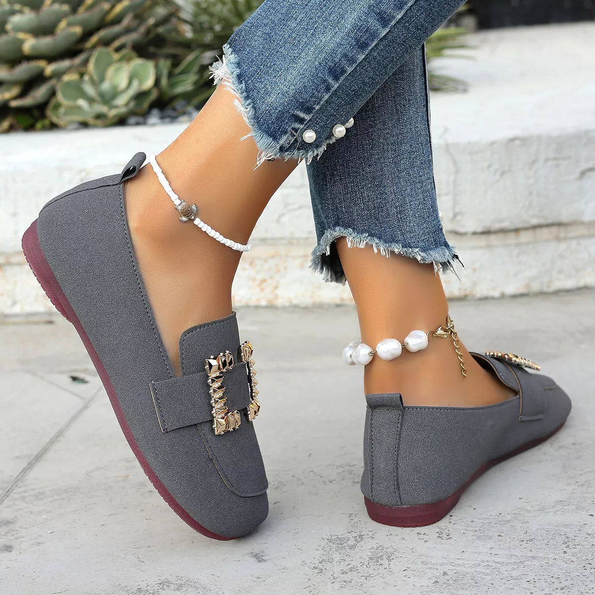 Decor Buckle Round Toe Slip-On, view 8