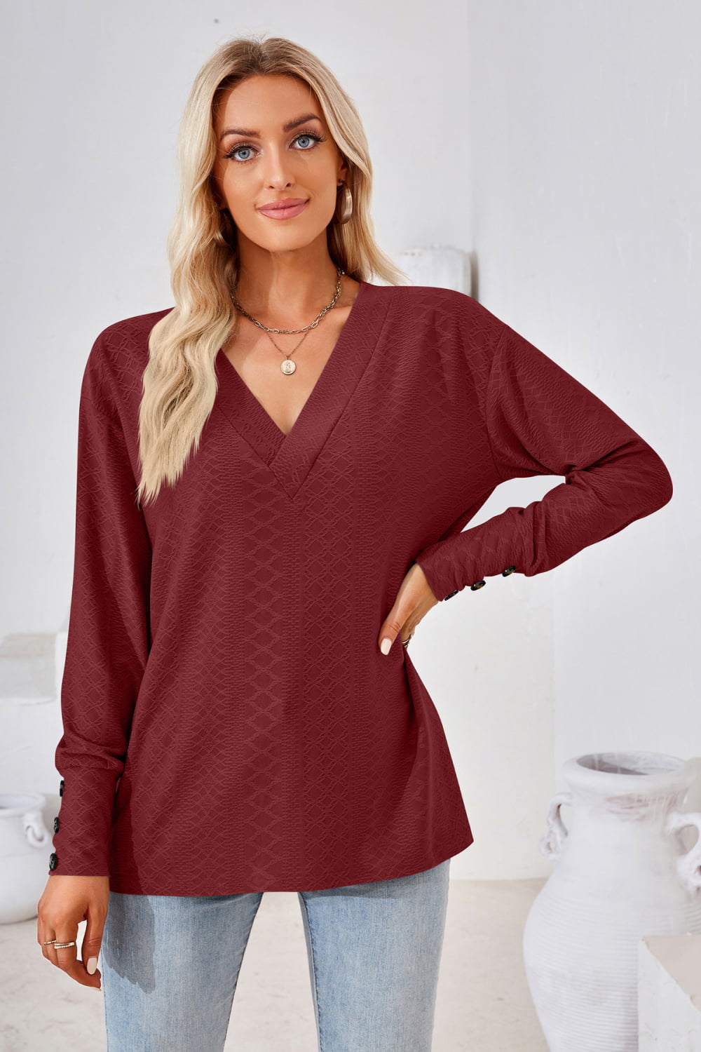 V-Neck Long Sleeve Blouse, view 15