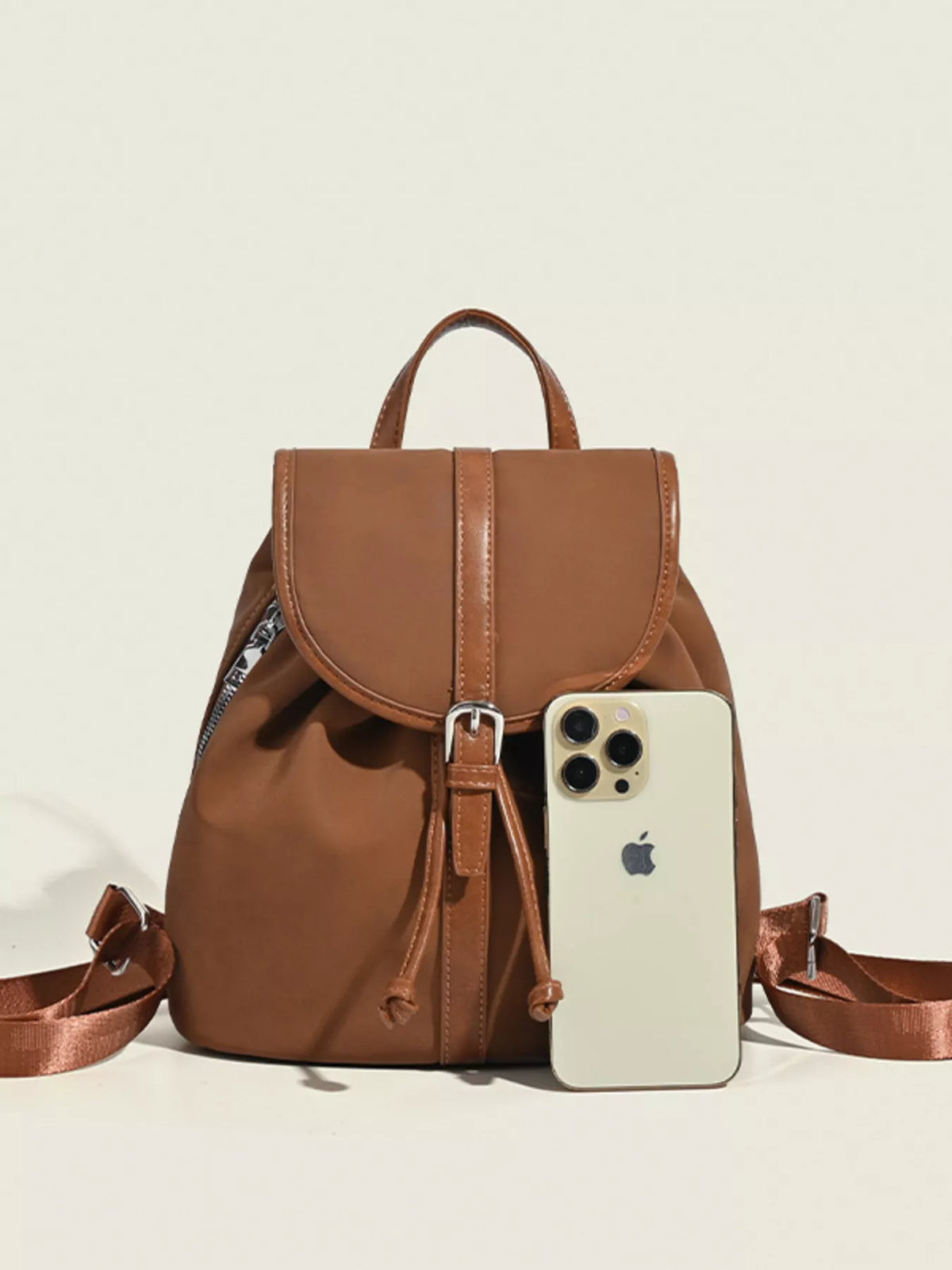 Drawstring Closure Flap Backpack Bag - Lilixa.store
