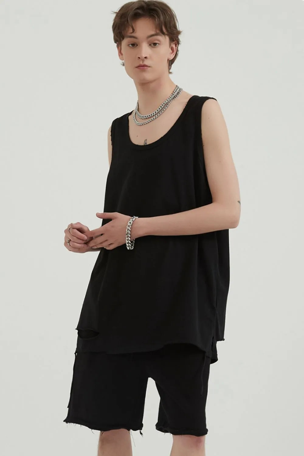 Men's Round Neck Wide Strap Tank - Lilixa.store