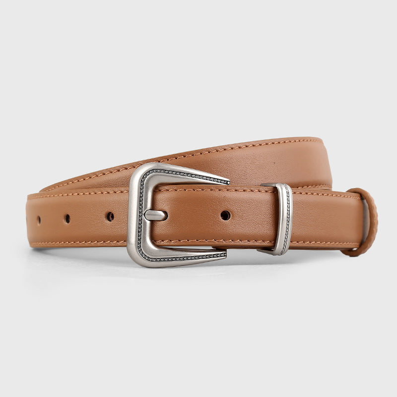 Leather Belt with Silver Buckle - Lilixa.store