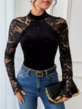 Lace Mock Neck Bodysuit - Lilixa.store