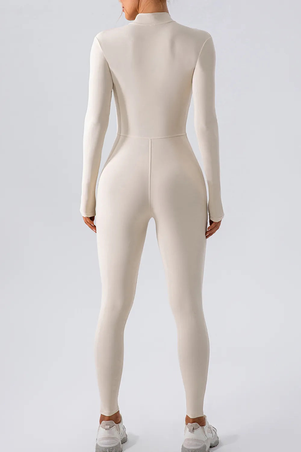 Half Zip Mock Neck Active Jumpsuit - Lilixa.store