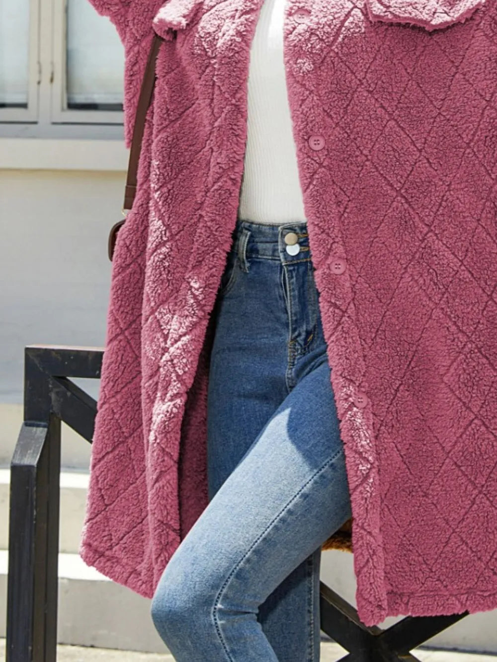 Texture Button Up Dropped Shoulder Coat - Lilixa.store