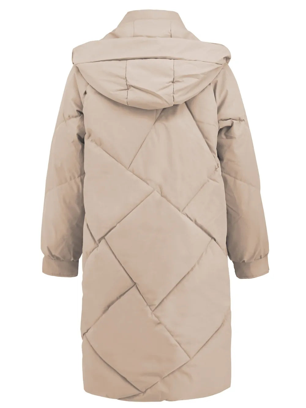 Long Sleeve Longline Hooded Winter Coat with Pockets - Lilixa.store