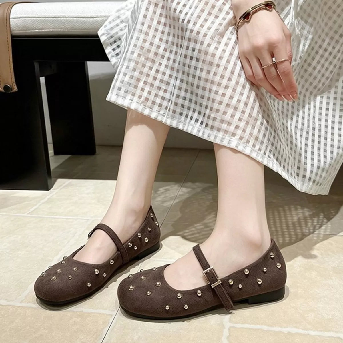 Studded Square Toe Slip-Ons - Lilixa.store