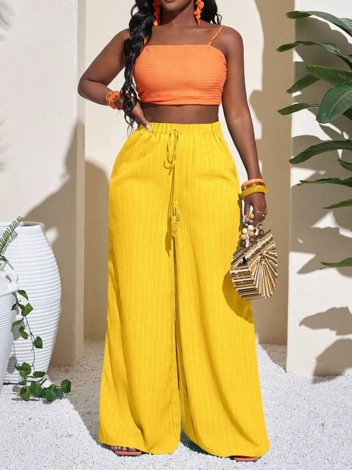 Wide-Leg Pants with Drawstring - Lilixa.store