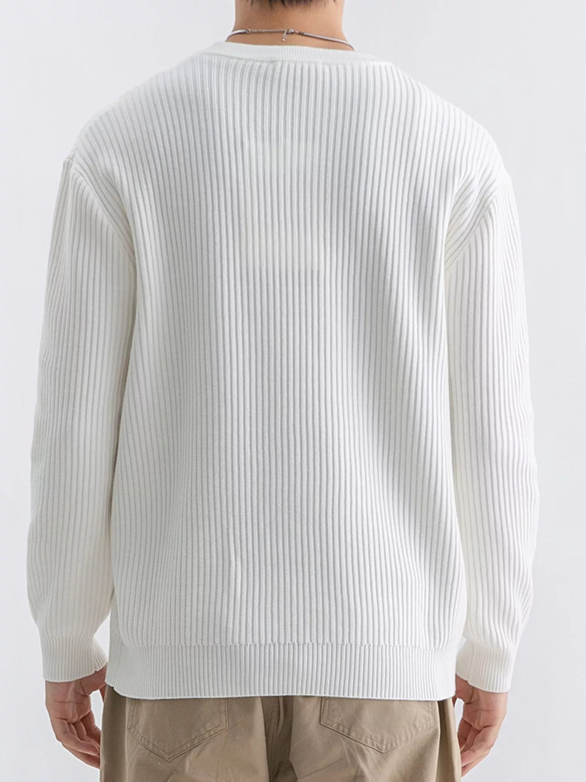 Men's Plus Size Ribbed Knit Crew Neck Sweater - Lilixa.store