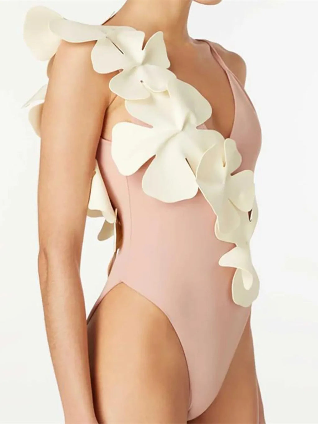 Contrast Flower Spaghetti Strap One-Piece Swimwear - Lilixa.store