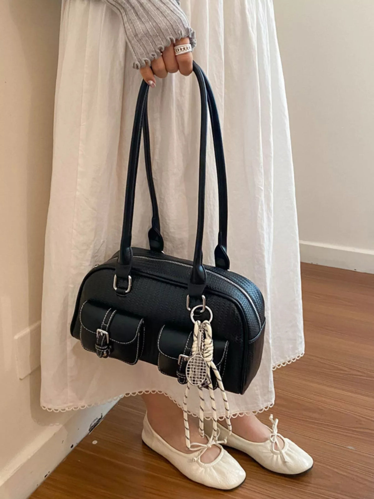 Double Pockets Front Shoulder Bag - Lilixa.store