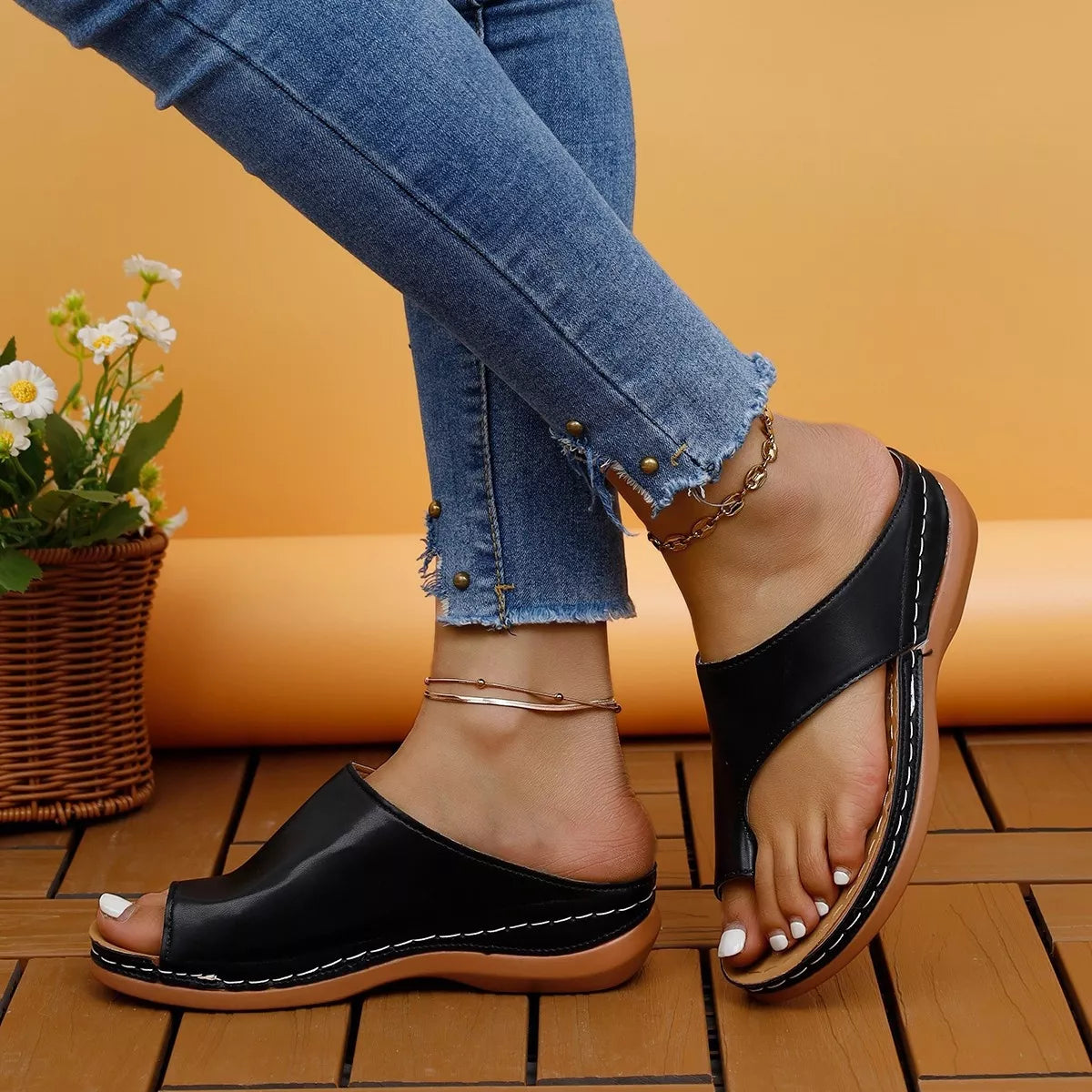 Toe Post Wedge Sandals - Lilixa.store